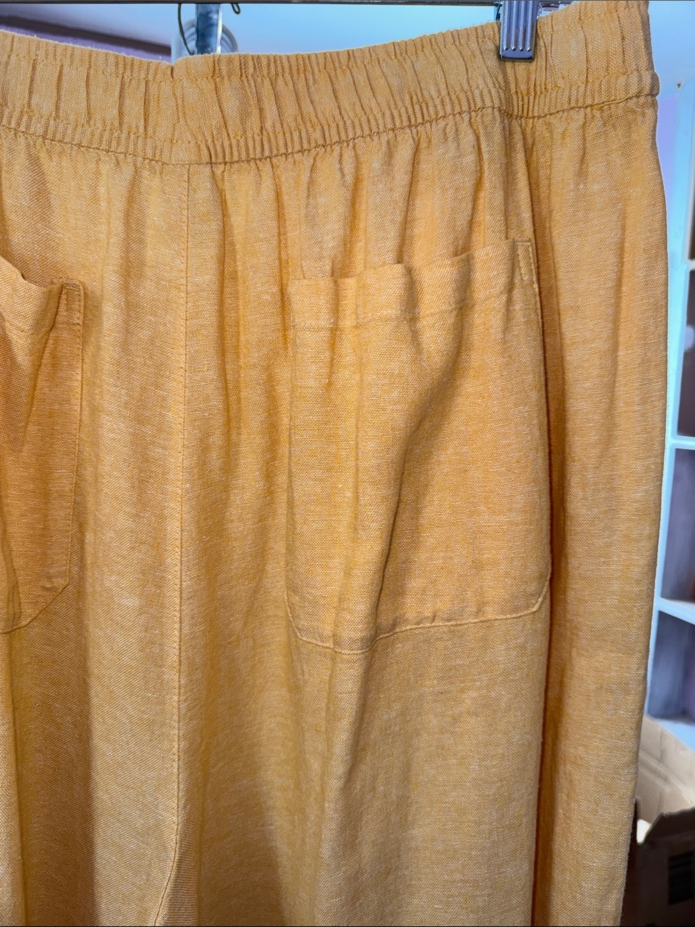 Old Navy High-Rise Wide-Leg Linen-Blend Pants Yellow XL Tall - Picture 4 of 6